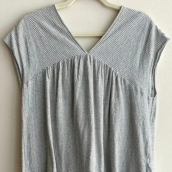 Lucky Brand Striped Flowy Peasant Blouse, Black and White Top, Size Medium - Picture 1 of 16